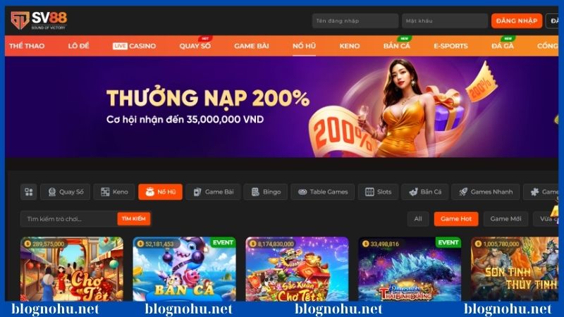 Nổ hũ SV88 mang đến sức hút khó cưỡng cho các bet thủ 